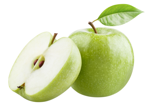 Delicious green apples cut out