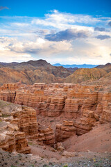 Natural unusual landscape red canyon of unusual beauty is similar to the Martian landscape, the Charyn canyon