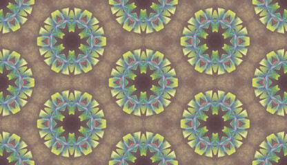 Geometrical colourful seamless pattern  on the brown background. Abstract texture for fashion, decoration, wrapping paper, fabric.