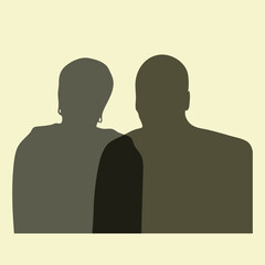 Portrait silhouette of man and woman, concept of meeting, team, partnership, couple, friends, isolated vector