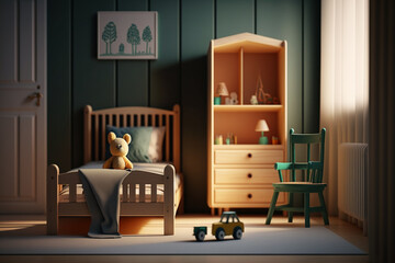 baby room with toys, mockup made with Generative AI