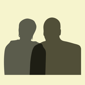 recommend clip art: Portrait silhouette of man and woman, concept of meeting, team, partnership, couple, friends, isolated vector