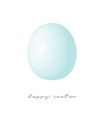 Simple Minimalist Easter Vector Card. Pastel Blue Egg and Black Handwriten Wishes Isolated on a White Background. Elegant Easter Illustration ideal for Card, Greeting.