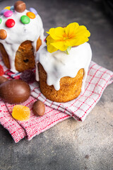 Easter cake sweet treat baking easter food dessert orthodox christian meal snack on the table copy space food background top view