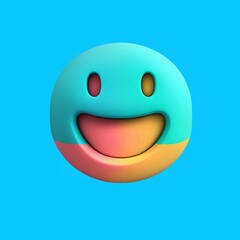 Fototapeta premium flat pastel happy smiley face icon isolated on blue, new quality universal colorful joyful stock image illustration design, generative ai