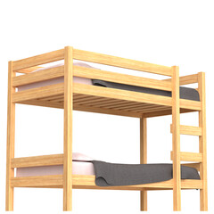 3D rendering illustration of a bunk bed