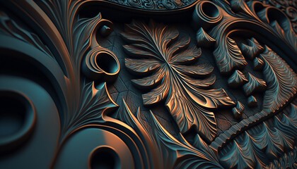 a close up of a clock on a wall, leaf texture