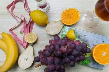 Fruits close-up. Concept of healthy food and lifestyle. Detox and clean diet.
