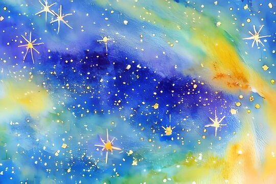 sky in the night. watercolor painting. constellation.  nebula background. Astrology. .watercolor portrait