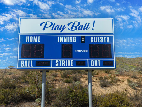 Electronic Scoreboard At A Youth Baseball Field