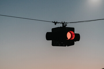 Evening Red Traffic Light