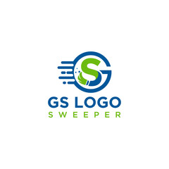 Letter GS Sweeper Fast Logo Design Vector
