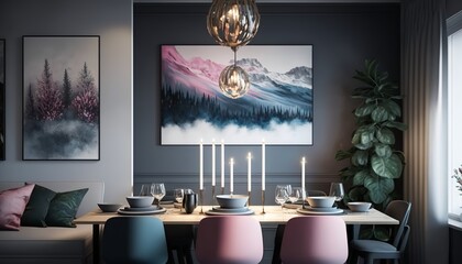 dreamy dining room in pastel colors, modern, contemporary, every woman's dream is to have her own place