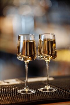 Wineglasses on blurred background. High quality photo
