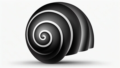black and white spiral, shell, generative ai