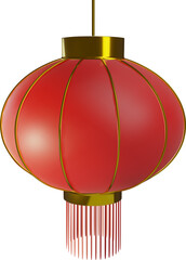 3d chinese red golden latern or japanese paper lamp. Vector oriental lunar asian new year decoration or korean spring festival traditional symbol