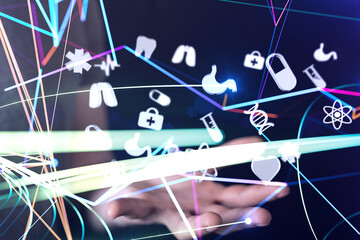 digital medical futuristic interface 3D rendering