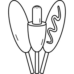 American corn dogs. Vector outline icon.