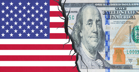 american dollar and flag