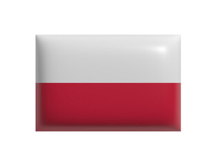 Poland flag isolated. National flag with white and red colors. Cartoon design icon. 3d rendering. PNG with transparent background. Flat lay