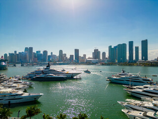 Aerial photo yachts in Miami circa 2023