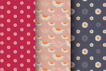 Set of three seamless floral patterns