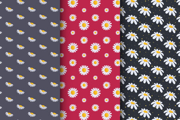 Set of simple floral seamless patterns