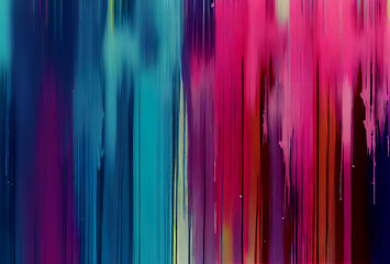 Abstract background of vertical multicolored stripes of paint mixing with each other