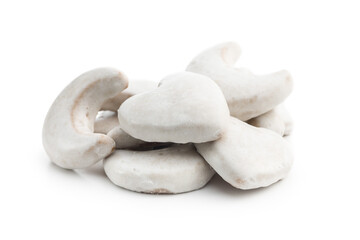 Gingerbread cookies with sugar icing isolated on white backgorund.