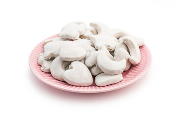 Gingerbread cookies with sugar icing isolated on white backgorund.