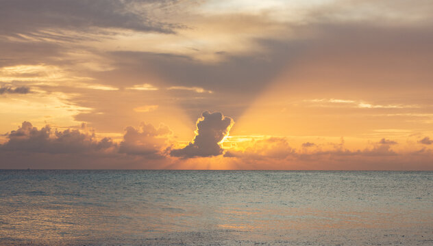 Amazing Sunset On The Sea Tropical Beach