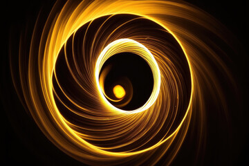 Warm light abstract circle backdrop with long exposure for your design. Created with Generative AI technology.