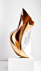 Beautiful Piece of modern art Carved out of Solid Cooper in a Flowing organic Shape - on white Sculpture, Modern Art , Art -- Generative AI