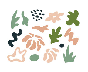 Set of abstract floral shapes. Geometric background, vector illustration. Minimalism