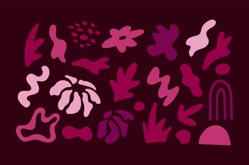 Set of abstract floral shapes. Geometric background, vector illustration. Minimalism