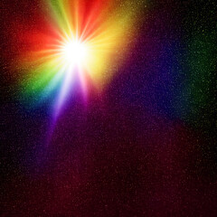 Rainbow sunburst background with glittering stars