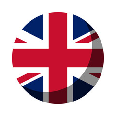United Kingdom UK Union Jack Flag Round Circle Badge Button or Sticker Icon with 3D Shadow Effect. Vector Image.