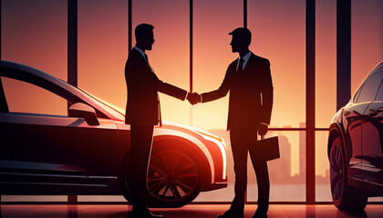 Fototapeta na wymiar Handshake of cooperation customer and salesman, success deal confirmation, generative ai