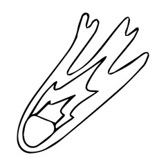 Shooting star, Comet, Asteroid. Space object. Exploration of open space. Vector illustration in doodle style.