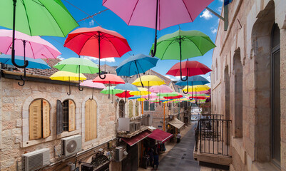 Fototapeta na wymiar Jerusalem, Umbrella street (Yoel Moshe Salomon)