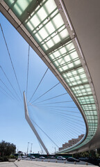 Fototapeta premium Chords Bridge in Jerusalem. Modern architecture in ancient city