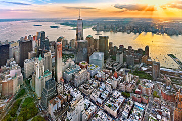 Aerial View over New York City Manhattan,New York,USA