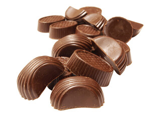 Chocolate candies isolated on white background