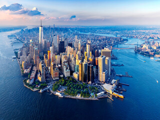 Aerial View over New York City Manhattan,New York,USA - obrazy, fototapety, plakaty