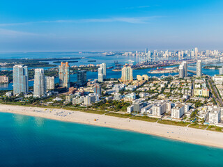 Aerial View South Beach,South Pointe Park,.Miami,South Florida,Dade,Florida,USA