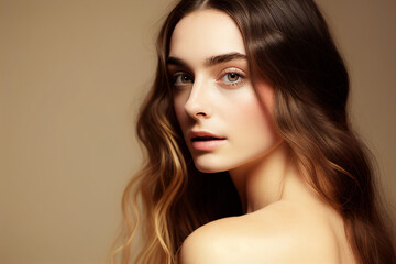 Naklejka premium Portrait of young beautiful woman. Digitally AI generated image. 