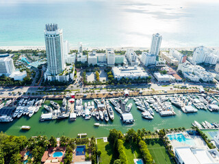 Miami Boat and Yacht Show..Aerial View,Helicopter, .Miami,Florida,USA..