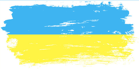 Ukraine flag brush paint vector illustration, Ukrainian blue and yellow flag, watercolor paintbrush