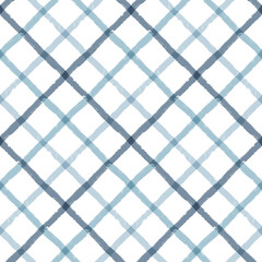 Gingham seamless pattern. watercolor plaid diagonal stripes, Vector checkered paint brush lines. Tartan texture for spring picnic table cloth, shirts, plaid, clothes, blankets, paper.