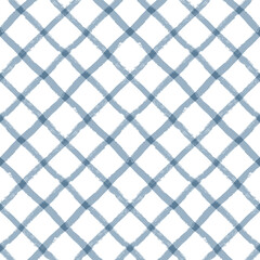 Gingham seamless pattern. watercolor plaid diagonal stripes, Vector checkered paint brush lines. Tartan texture for spring picnic table cloth, shirts, plaid, clothes, blankets, paper.